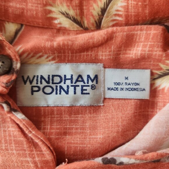 Windham Pointe Hawaiian Shirt Rayon Floral Vacation Red Button Up Medium - Picture 6 of 9